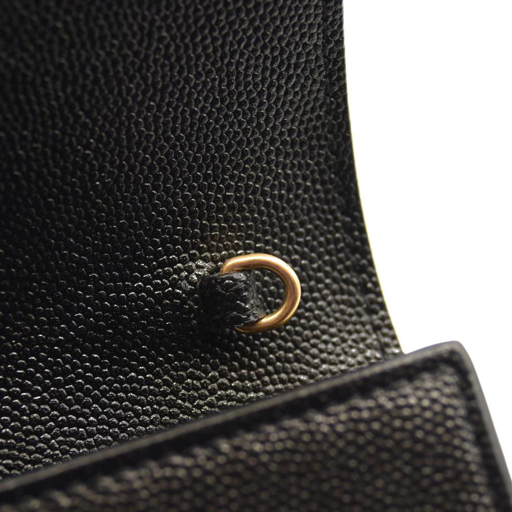 SAINT LAURENT Grain De Poudre Uptown Chain Wallet Black