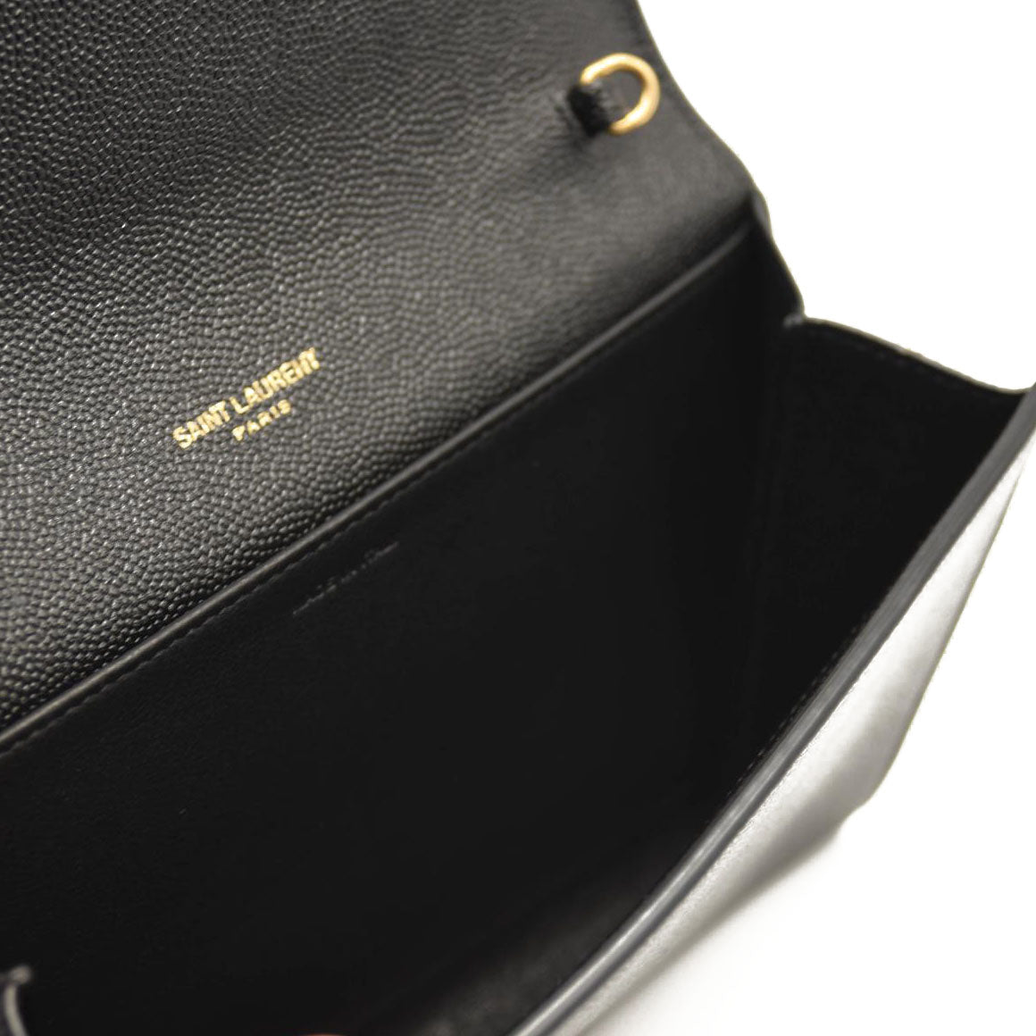 SAINT LAURENT Grain De Poudre Uptown Chain Wallet Black