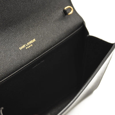 SAINT LAURENT Grain De Poudre Uptown Chain Wallet Black