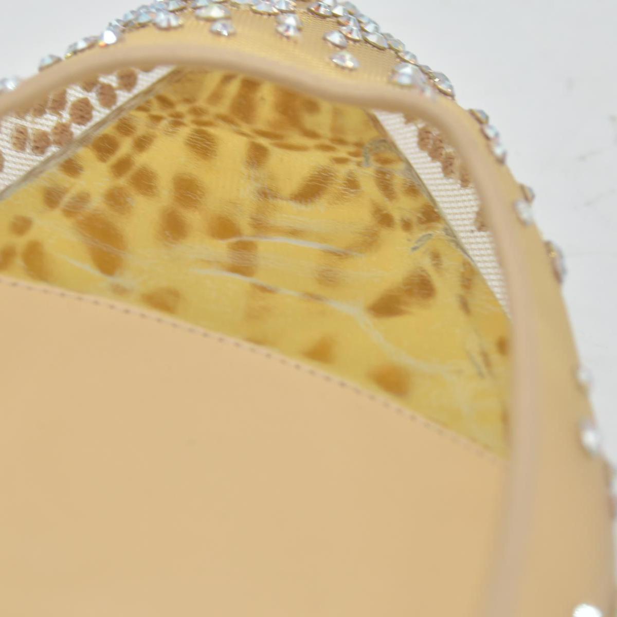 $1245 Christian Louboutin Crystal Strass Follies Flats 38 Light Silk