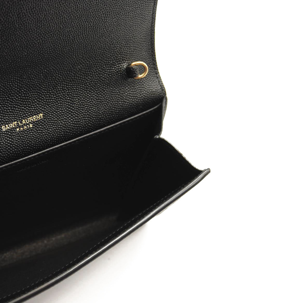 SAINT LAURENT Grain De Poudre Uptown Chain Wallet Black