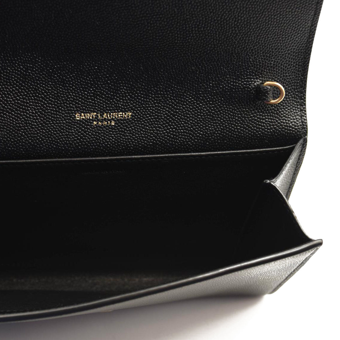 SAINT LAURENT Grain De Poudre Uptown Chain Wallet Black