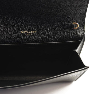 SAINT LAURENT Grain De Poudre Uptown Chain Wallet Black