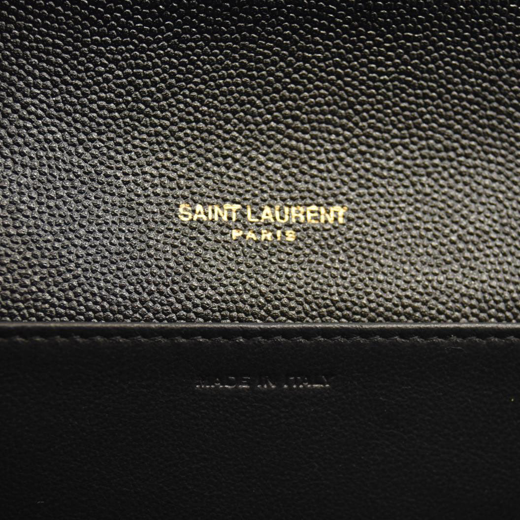 SAINT LAURENT Grain De Poudre Uptown Chain Wallet Black