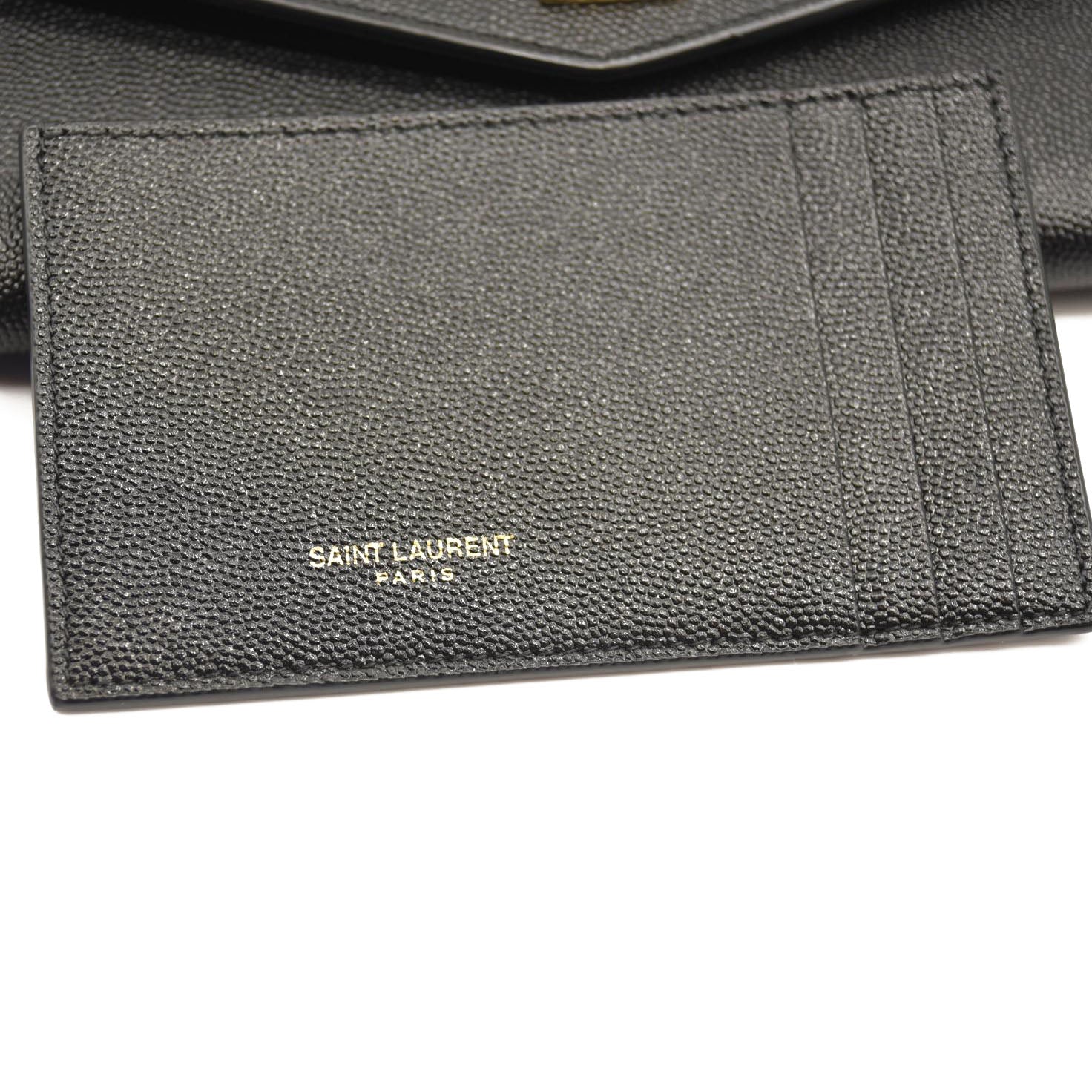 SAINT LAURENT Grain De Poudre Uptown Chain Wallet Black