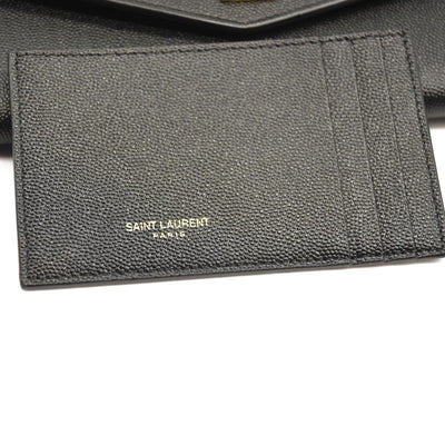 SAINT LAURENT Grain De Poudre Uptown Chain Wallet Black