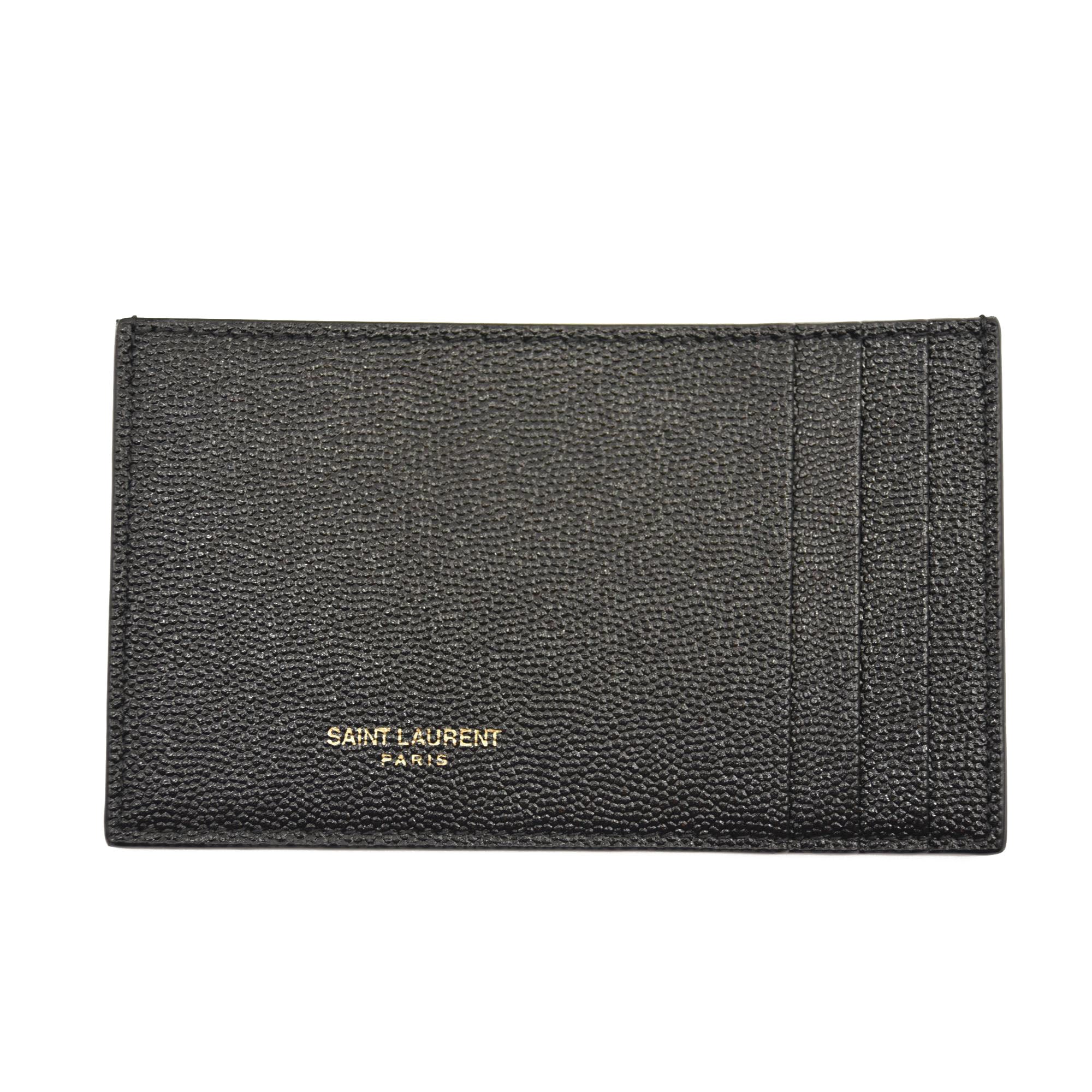 SAINT LAURENT Grain De Poudre Uptown Chain Wallet Black