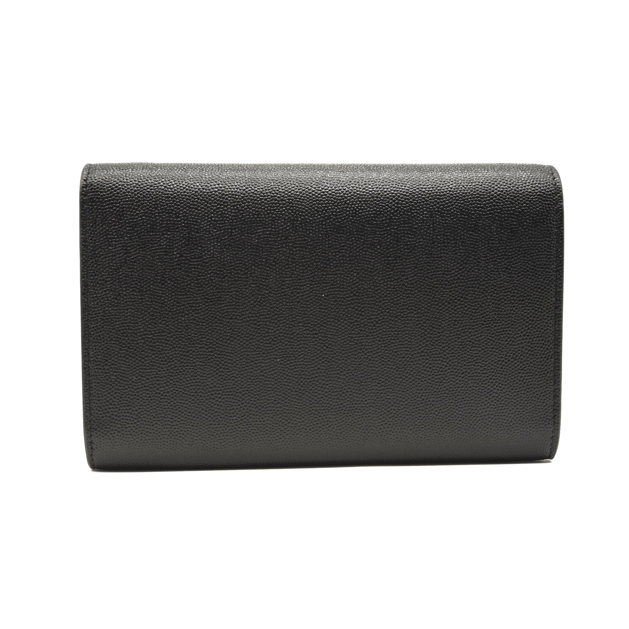 SAINT LAURENT Grain De Poudre Uptown Chain Wallet Black
