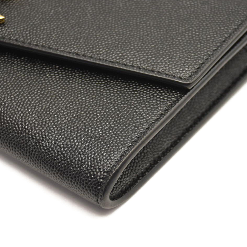 SAINT LAURENT Grain De Poudre Uptown Chain Wallet Black