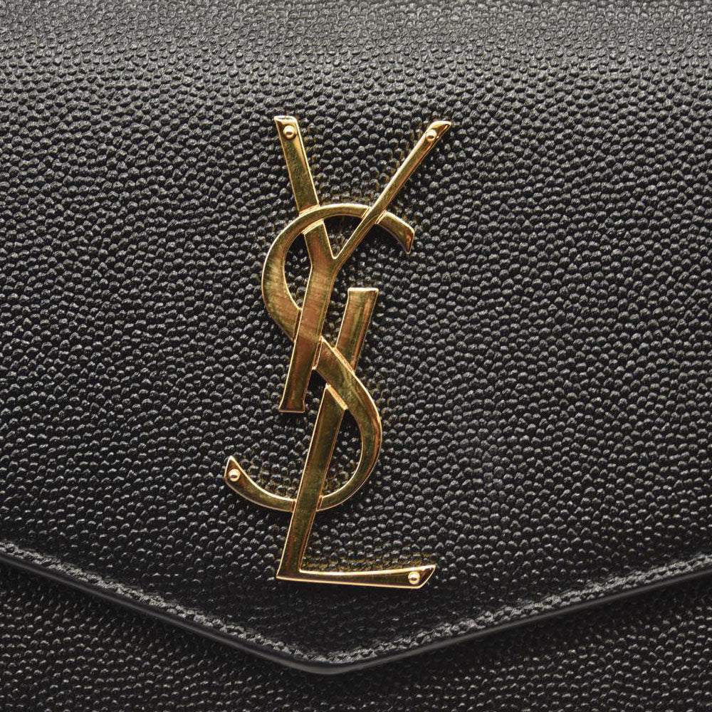 SAINT LAURENT Grain De Poudre Uptown Chain Wallet Black