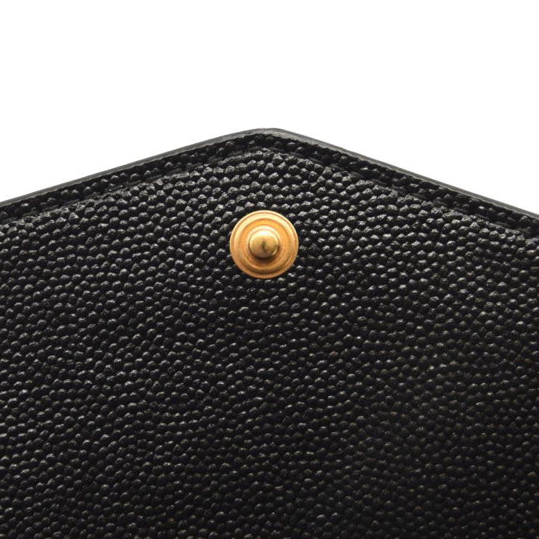 SAINT LAURENT Grain De Poudre Uptown Chain Wallet Black