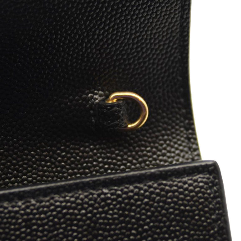 SAINT LAURENT Grain De Poudre Uptown Chain Wallet Black