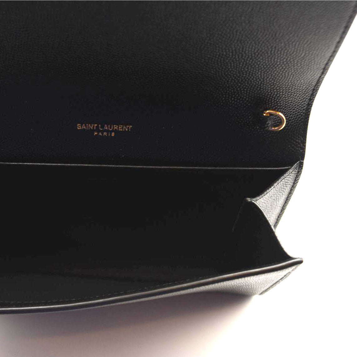 SAINT LAURENT Grain De Poudre Uptown Chain Wallet Black