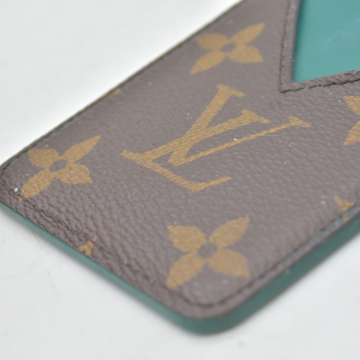 $445 2024 Louis Vuitton Monogram Macassar Magnetic Card Holder Green ME3274