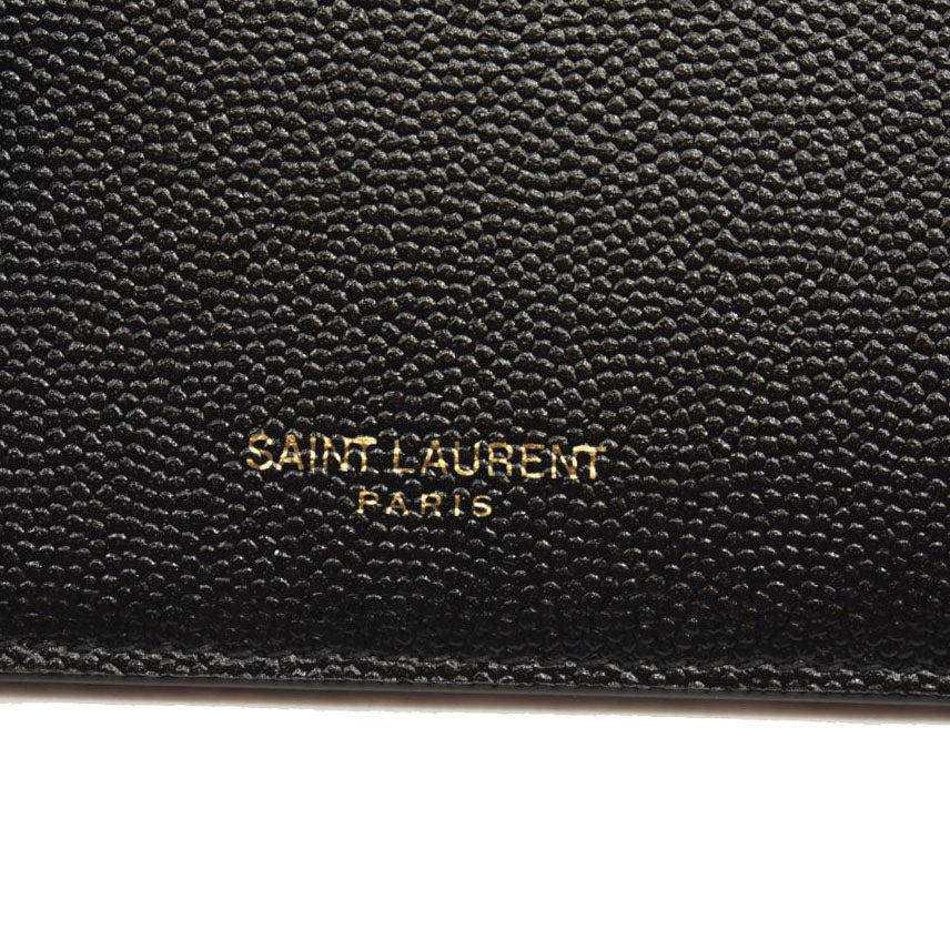 SAINT LAURENT Grain De Poudre Uptown Chain Wallet Black
