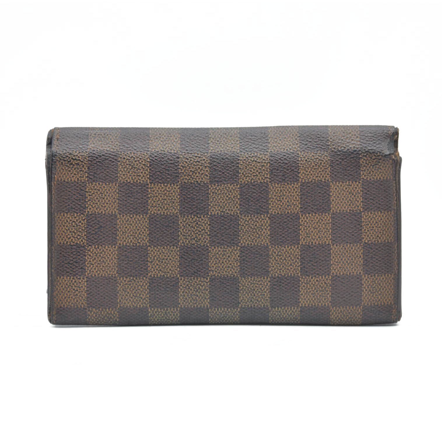 $770 Louis Vuitton Damier Porte Feuille Sarah Long Bifold Wallet Brown