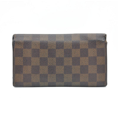 $770 Louis Vuitton Damier Porte Feuille Sarah Long Bifold Wallet Brown