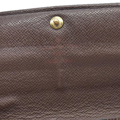 $770 Louis Vuitton Damier Porte Feuille Sarah Long Bifold Wallet Brown