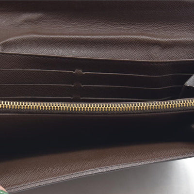 $770 Louis Vuitton Damier Porte Feuille Sarah Long Bifold Wallet Brown