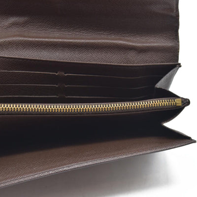 $770 Louis Vuitton Damier Porte Feuille Sarah Long Bifold Wallet Brown