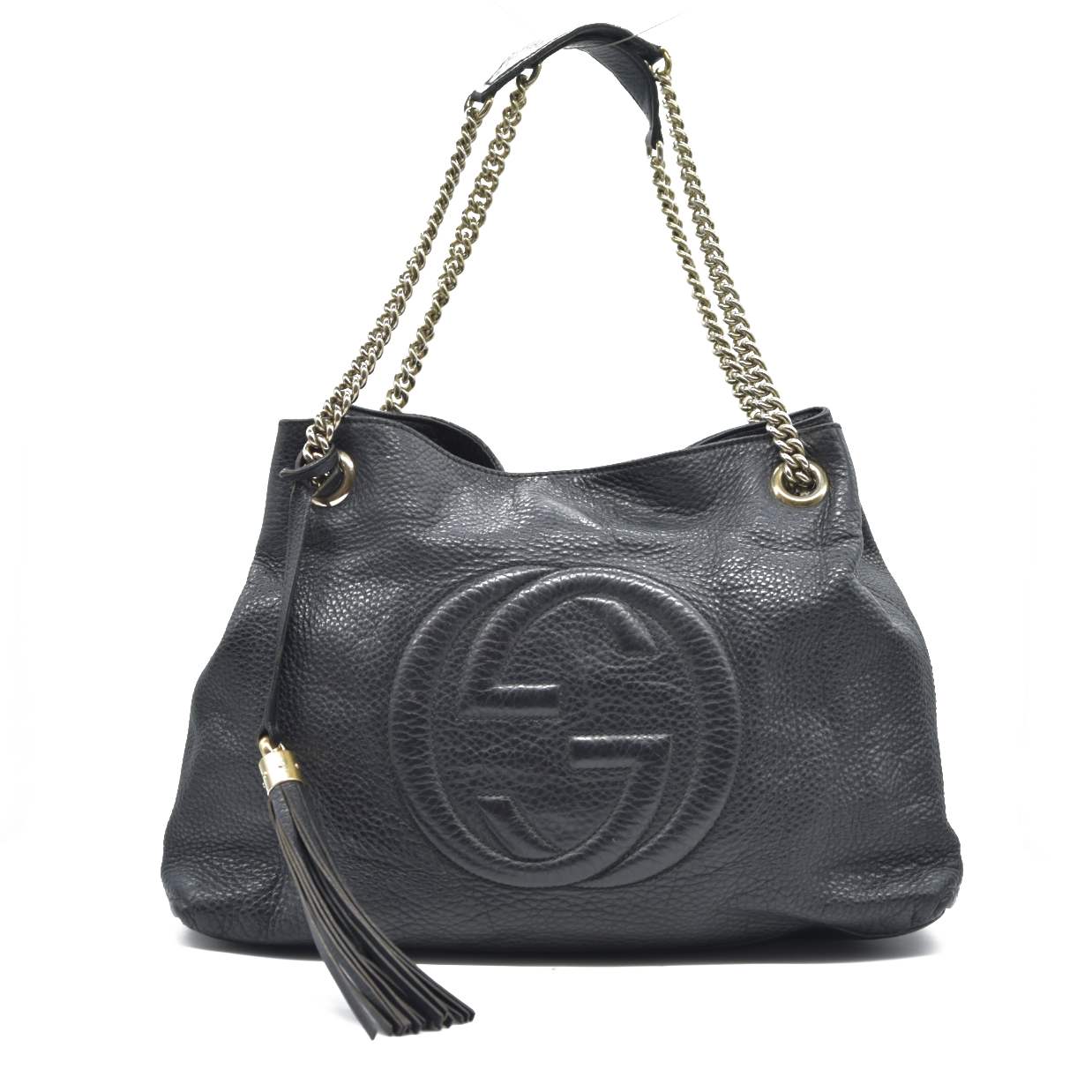 Gucci Pebbled Calfskin Medium Soho Chain Shoulder Bag Black