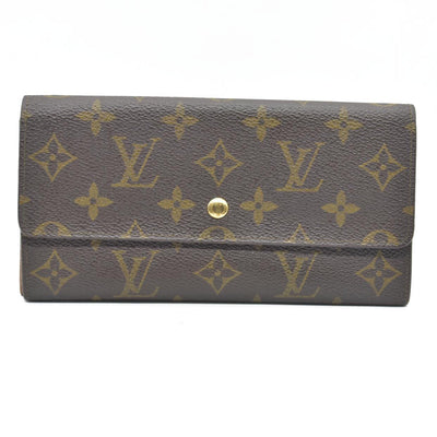 $770 Louis Vuitton Monogram Portefeiulle Sarah Long Bifold Wallet Brown 882AN