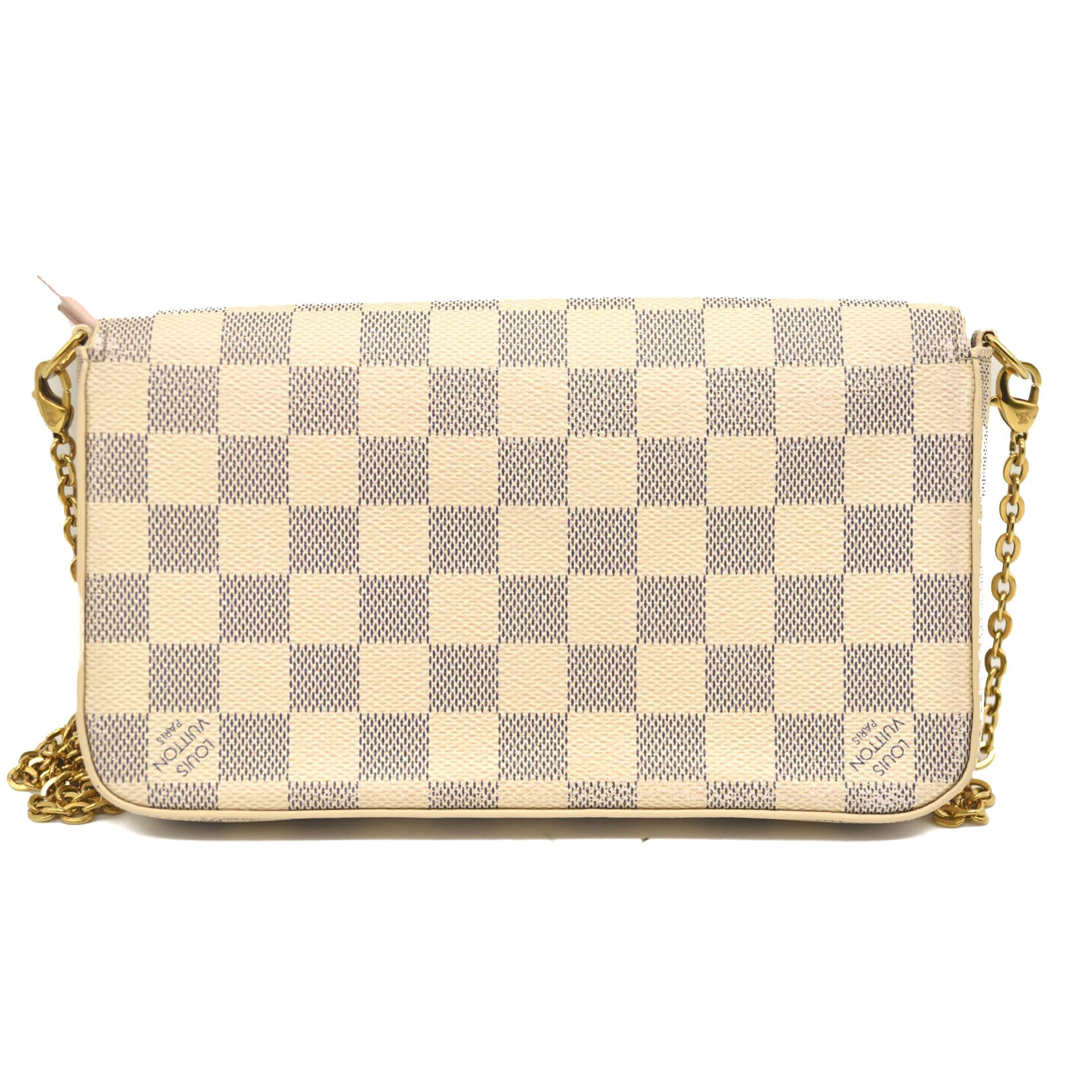 MI3158 LOUIS VUITTON Damier Azur Pochette Felicie Chain Wallet Rose Ballerine