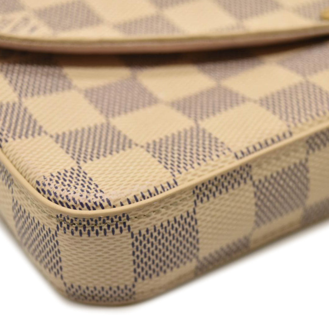 MI3158 LOUIS VUITTON Damier Azur Pochette Felicie Chain Wallet Rose Ballerine