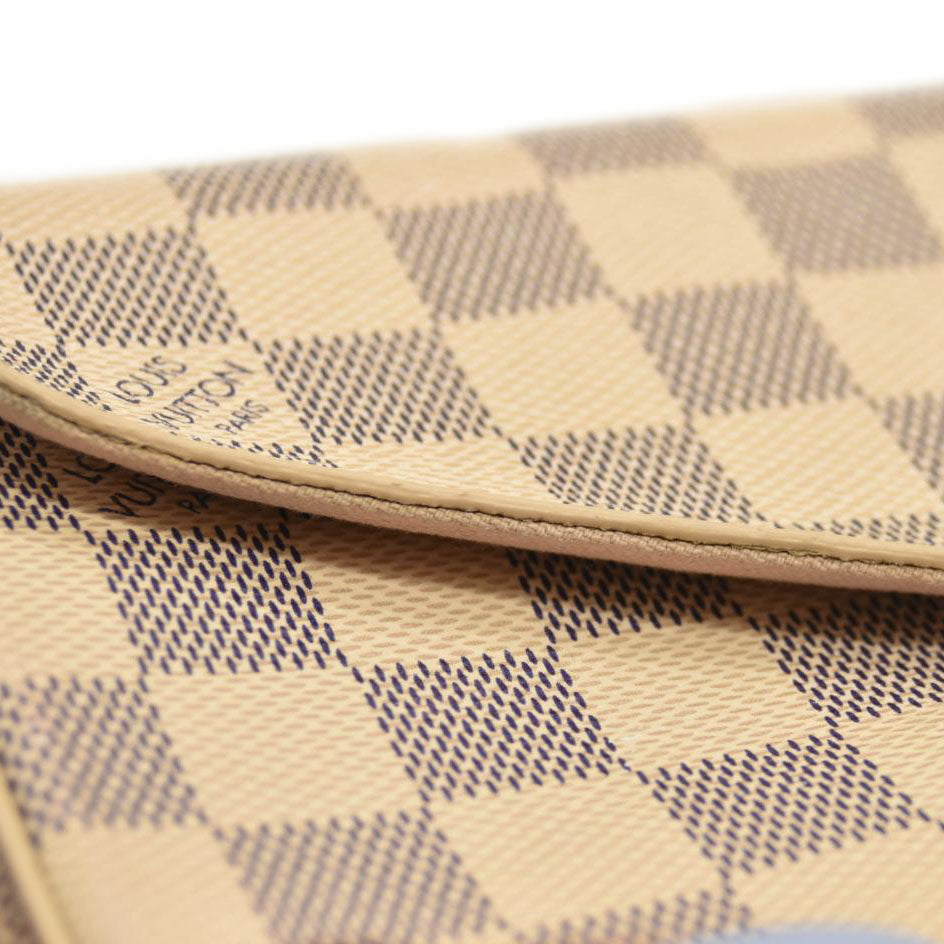 MI3158 LOUIS VUITTON Damier Azur Pochette Felicie Chain Wallet Rose Ballerine