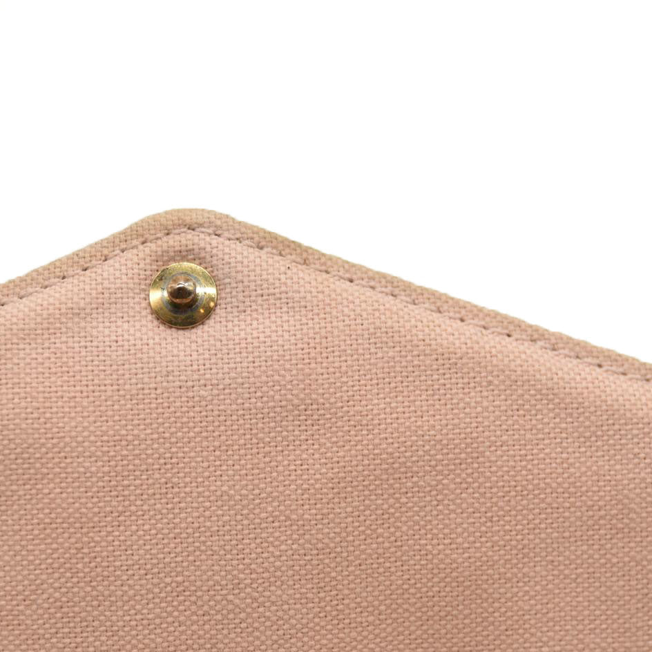 MI3158 LOUIS VUITTON Damier Azur Pochette Felicie Chain Wallet Rose Ballerine