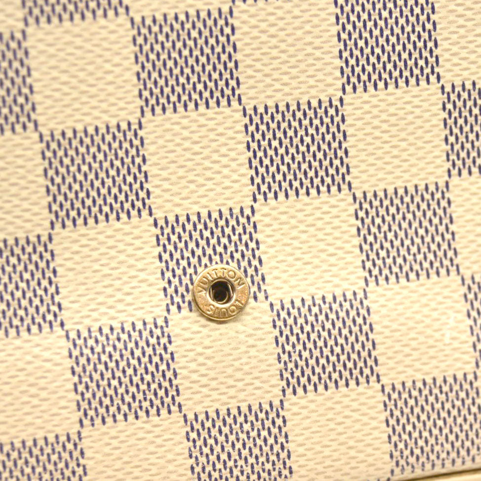 MI3158 LOUIS VUITTON Damier Azur Pochette Felicie Chain Wallet Rose Ballerine