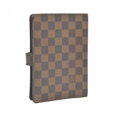 $755 Louis Vuitton Damier Ebene Medium Ring Agenda Cover Consignment NL SP0022 2002