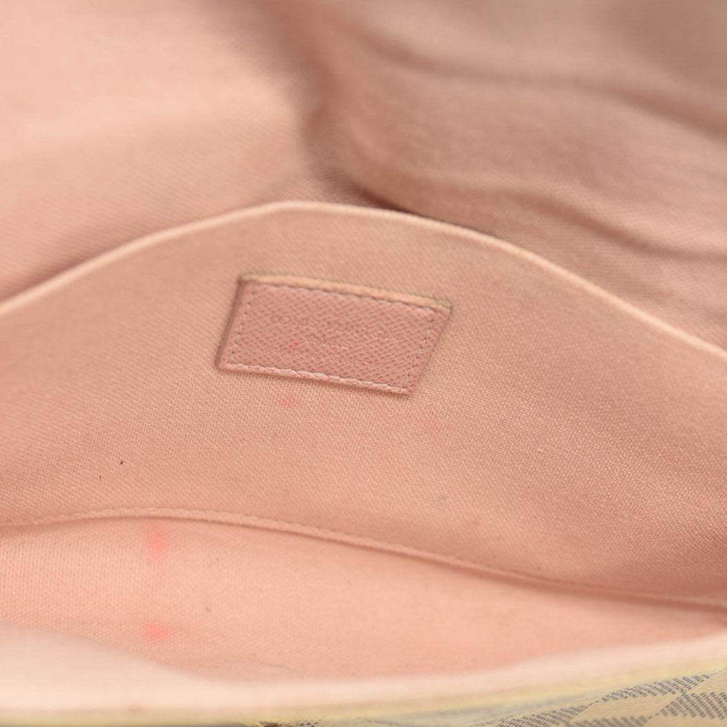 MI3158 LOUIS VUITTON Damier Azur Pochette Felicie Chain Wallet Rose Ballerine