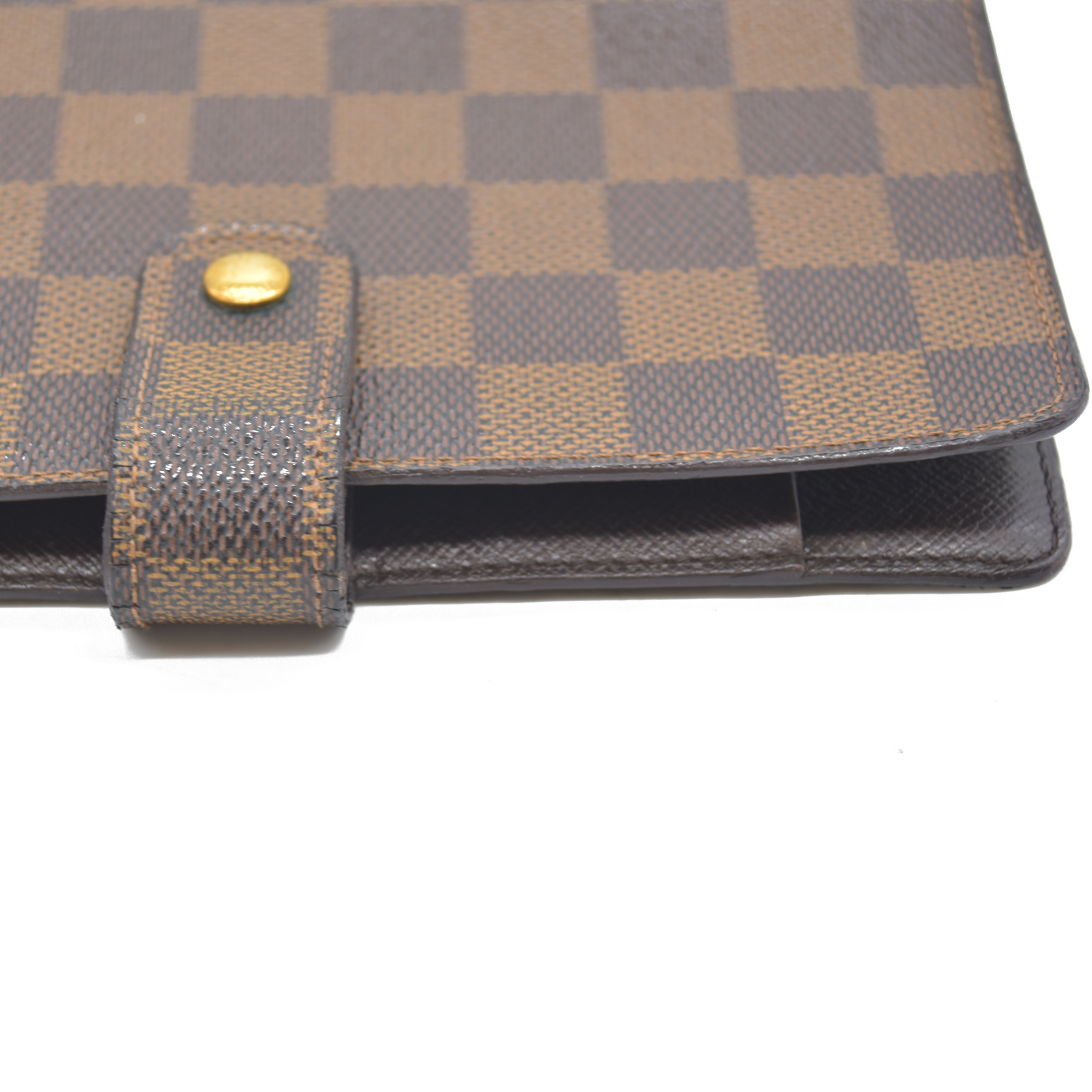 $755 Louis Vuitton Damier Ebene Medium Ring Agenda Cover Consignment NL SP0022 2002