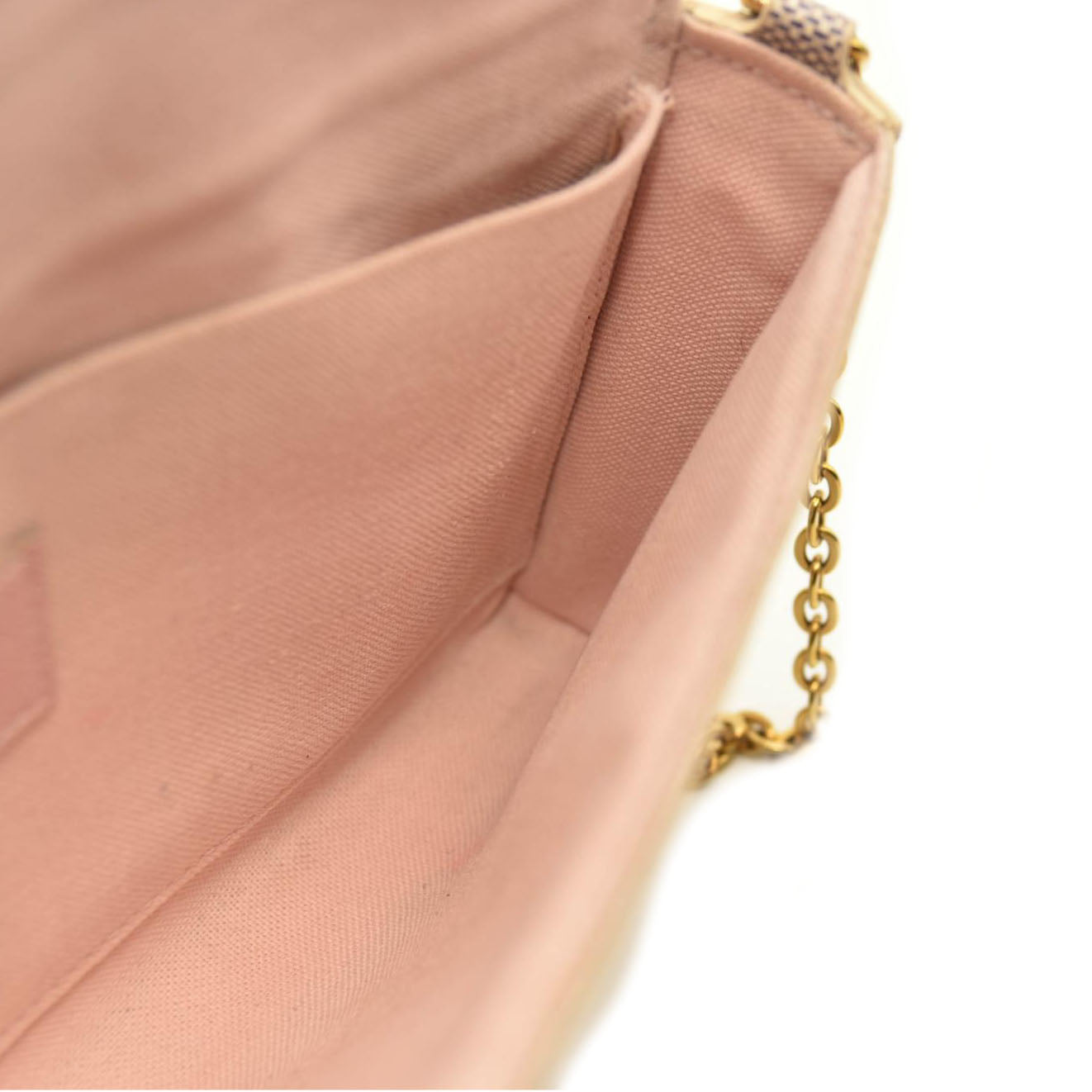 MI3158 LOUIS VUITTON Damier Azur Pochette Felicie Chain Wallet Rose Ballerine