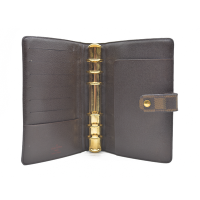 $755 Louis Vuitton Damier Ebene Medium Ring Agenda Cover Consignment NL SP0022 2002