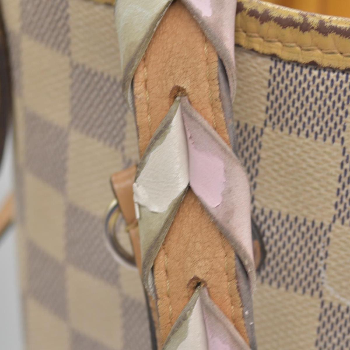 $2500 Louis Vuitton Damier Azur Braided Neverfull MM Tote