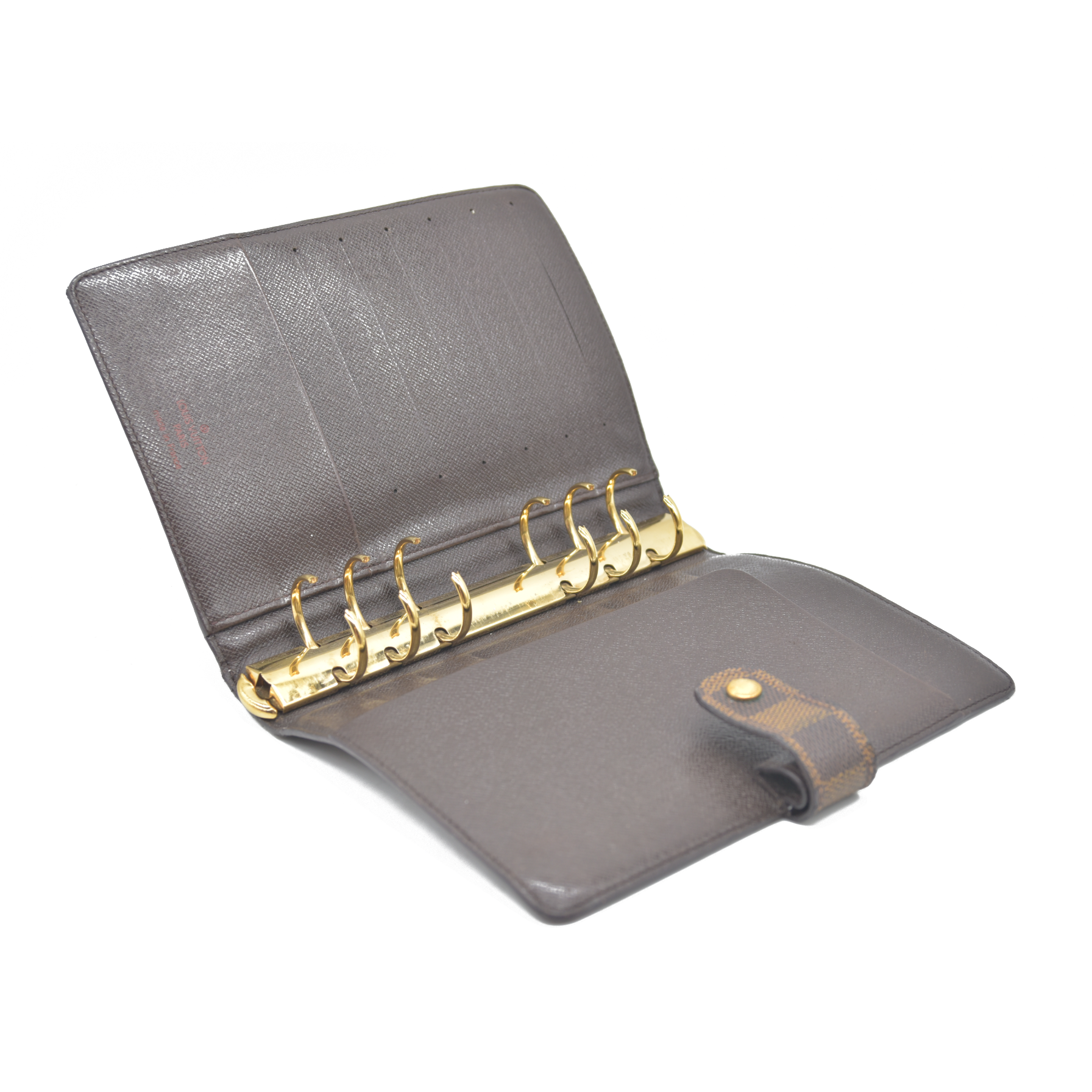 $755 Louis Vuitton Damier Ebene Medium Ring Agenda Cover Consignment NL SP0022 2002