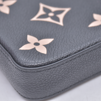 $1950 LOUIS VUITTON  Empreinte Monogram Giant Felicie Pochette Black Beige RFID