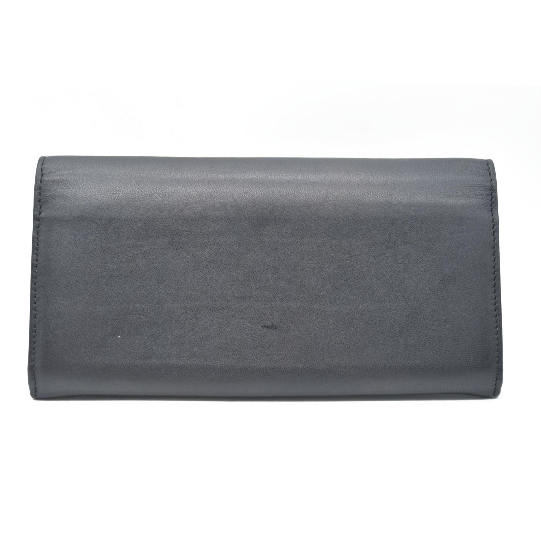 $470 Chloe Ribbon Leather Long Bifold Wallet Purse Black CONSIGNMENT 10020945