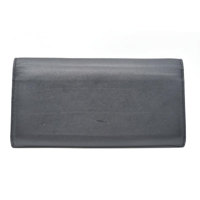 $470 Chloe Ribbon Leather Long Bifold Wallet Purse Black CONSIGNMENT 10020945