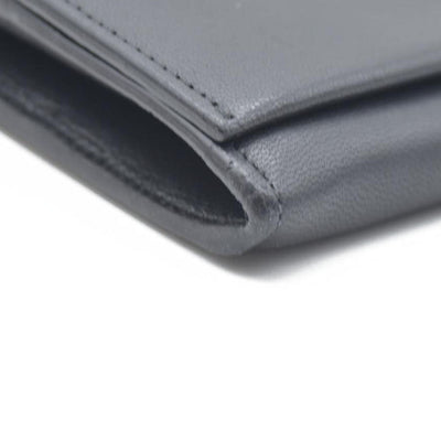 Chloe Ribbon Leather Long Bifold Wallet Purse Black CONSIGNMENT