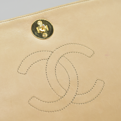 $3350 Chanel Timeless Classic Quilted Single Flap with 24K GHW Beige