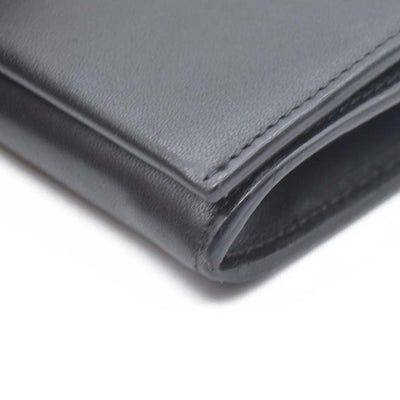 Chloe Ribbon Leather Long Bifold Wallet Purse Black CONSIGNMENT