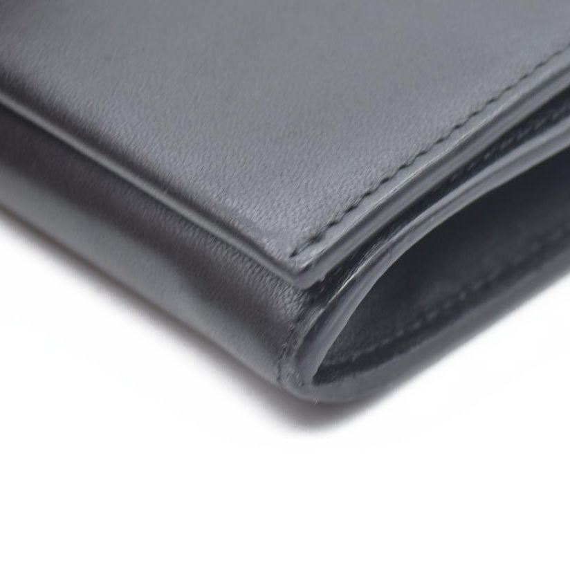 $470 Chloe Ribbon Leather Long Bifold Wallet Purse Black CONSIGNMENT 10020945