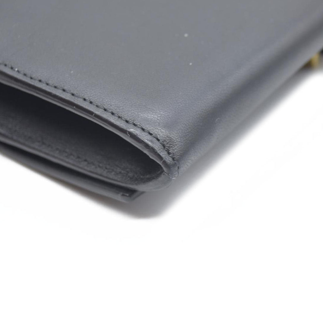 Chloe Ribbon Leather Long Bifold Wallet Purse Black CONSIGNMENT