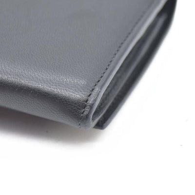 Chloe Ribbon Leather Long Bifold Wallet Purse Black CONSIGNMENT