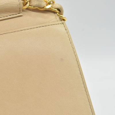 $3350 Chanel Timeless Classic Quilted Single Flap with 24K GHW Beige