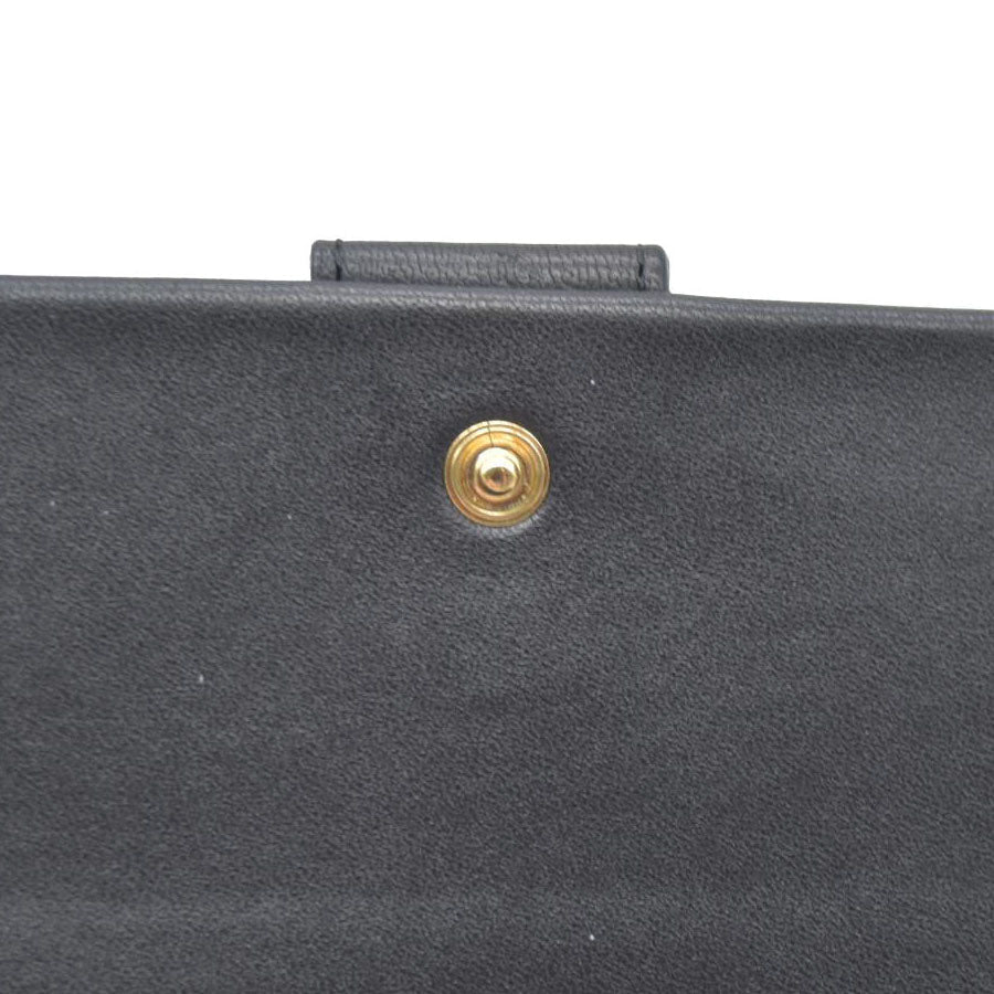 Chloe Ribbon Leather Long Bifold Wallet Purse Black CONSIGNMENT