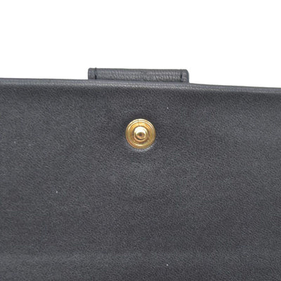 $470 Chloe Ribbon Leather Long Bifold Wallet Purse Black CONSIGNMENT 10020945